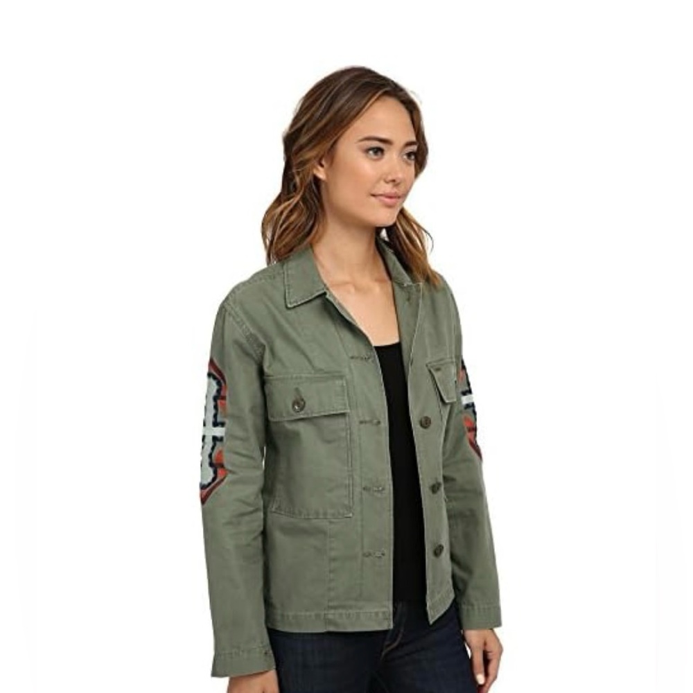 Obey Shacket/Overshirt Women Small Military Green/Cross Embr Button Up - Picture 5 of 6